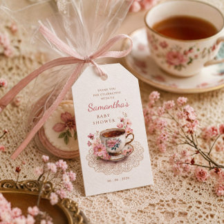 Etiquetas Para Regalos Hora del té vintage floral taza de té baby shower