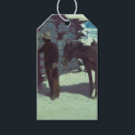 Etiquetas Para Regalos Horse and Cowboy Winter Snow<br><div class="desc">Gift Tags featuring Frederic Remington’s oil painting The Belated Traveler (1906). A cowboy knocks on a cabin door in the midst of a winter snow. He holds the reigns to a brown horse by his side. A perfect gift for horse lovers and the Old West.</div>