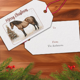 Etiquetas Para Regalos Horse Merry Christmas Personalizado