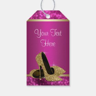 Etiquetas Para Regalos Hot Pink Gold High Heel Shoes Womans Birday