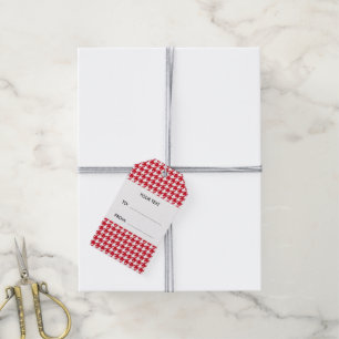 Etiquetas Para Regalos Houndstooth rojo y blanco su monograma