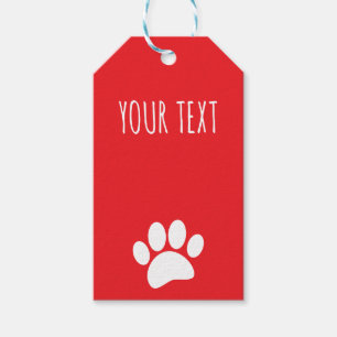 Etiquetas Para Regalos Huella de pata de perro Texto personalizado Rojo