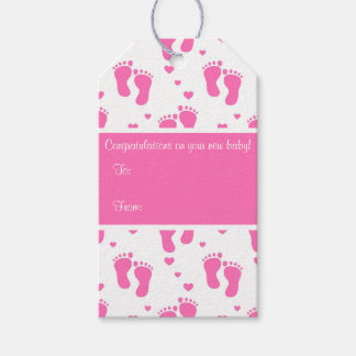 Etiquetas Para Regalos Huellas de bebé rosadas
