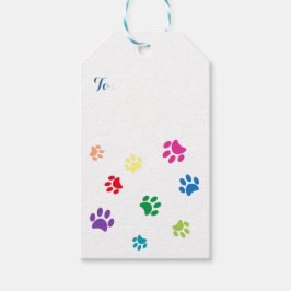 Etiquetas Para Regalos Huellas de patas pintadas coloridas
