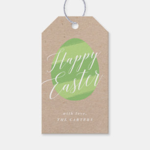 Etiquetas Para Regalos Huevo de Pascua con Rayas Pintadas