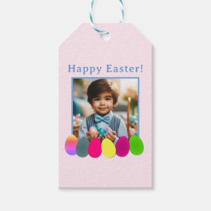 Etiquetas Para Regalos Huevos coloreados con fotos personalizados Pascua 