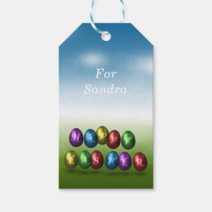 Etiquetas Para Regalos Huevos felices de Pascua coloridos