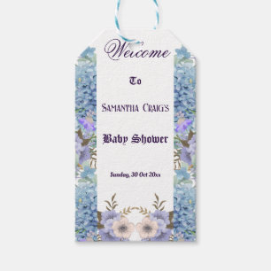 Etiquetas Para Regalos Hydrangea de Flores Azules Lila Púrpura Baby Showe