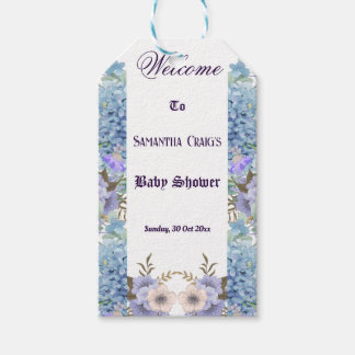 Etiquetas Para Regalos Hydrangea de Flores Azules Lila Púrpura Baby Showe