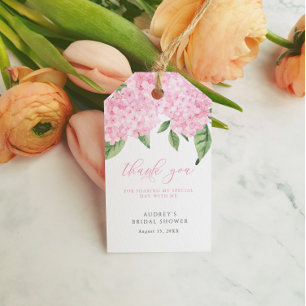 Etiquetas Para Regalos Hydrangea Rosa Gracias Ducha Bridal Personalizada