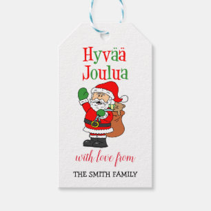 Etiquetas Para Regalos Hyvaa Joulua Familia Santa Personalizada Finlandes