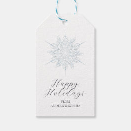 Etiquetas Para Regalos Ice Blue Snowflake Felices Fiestas Nombres