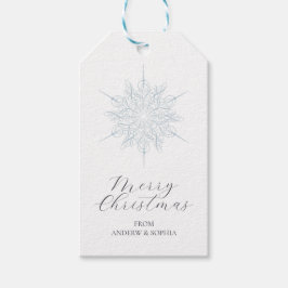 Etiquetas Para Regalos Ice Blue Snowflake Feliz Navidad