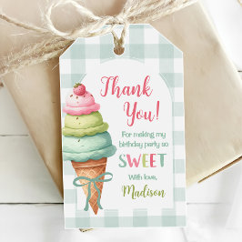 Etiquetas Para Regalos Ice Cream Blue Bow Gingham Birthday Party