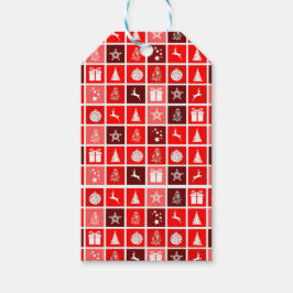 Etiquetas Para Regalos Icono de Navidad Cuadrados Rojos Arte Festivo Clás