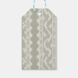 Etiquetas Para Regalos Ikat de suave salvia a pequeña escala sobre crema