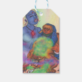 Etiquetas Para Regalos Ilustracion acuarela Fantasy Love Eros monta gato