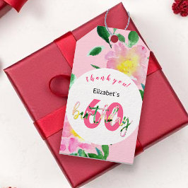 Etiquetas Para Regalos Ilustracion acuático exótico floral rosado de vera