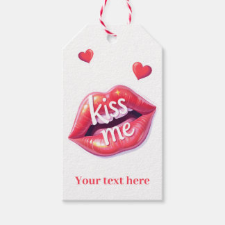 Etiquetas Para Regalos Ilustración artística de labios rojos brillantes '