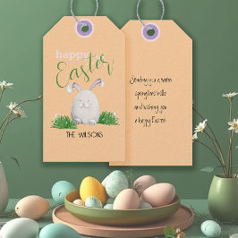 Etiquetas Para Regalos Ilustracion de acuarela de conejo feliz Mascota de