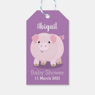 Etiquetas Para Regalos ilustracion de cerdo con barriga rosada y personal