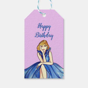 Etiquetas Para Regalos Ilustración de moda de vestido de cóctel azul real