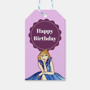 Etiquetas Para Regalos Ilustración de moda de vestido de cóctel azul real