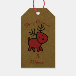 Etiquetas Para Regalos Ilustracion de renos de Navidades rojos