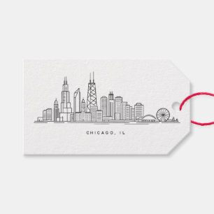 Etiquetas Para Regalos Ilustración del paisaje urbano de Chicago, IL