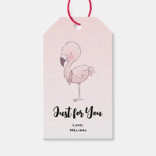 Etiquetas Para Regalos Ilustracion Flamingo Rosa
