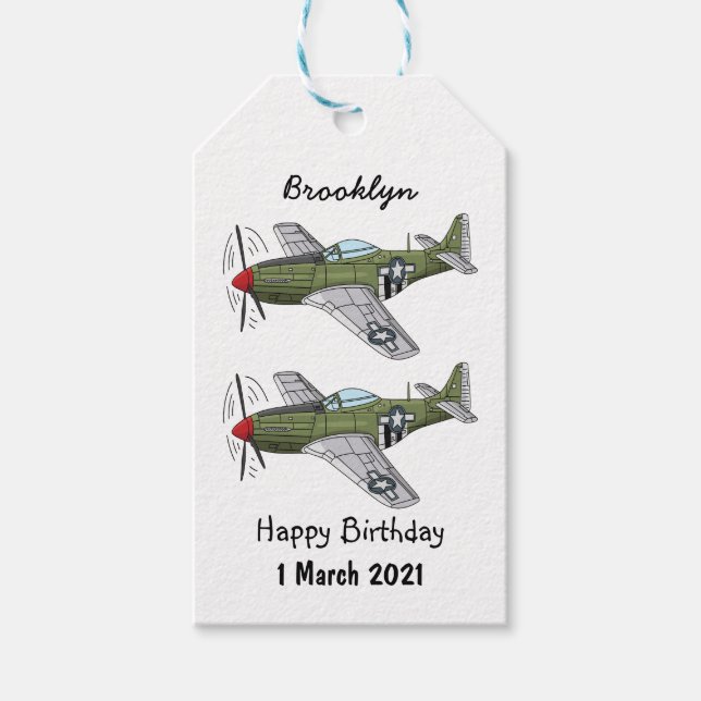 Etiquetas Para Regalos Ilustracion personalizado de avión militar (Anverso)