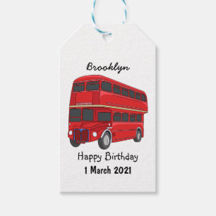 Etiquetas Para Regalos Ilustracion personalizado de bus de dos pisos