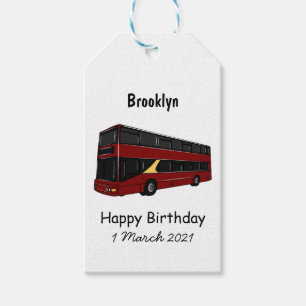 Etiquetas Para Regalos Ilustracion personalizado de bus de dos pisos