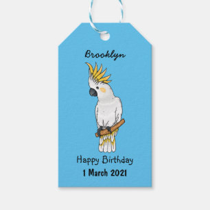 Etiquetas Para Regalos Ilustracion personalizado de cacatúa con crema de 