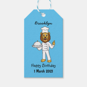 Etiquetas Para Regalos Ilustracion personalizado de chef de un bonito leó