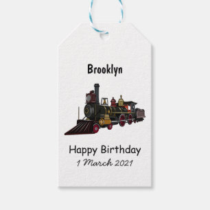 Etiquetas Para Regalos Ilustracion personalizado de locomotora de vapor