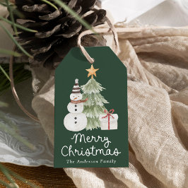 Etiquetas Para Regalos Ilustraciones Acuarela Navideñas Verdes Lindas