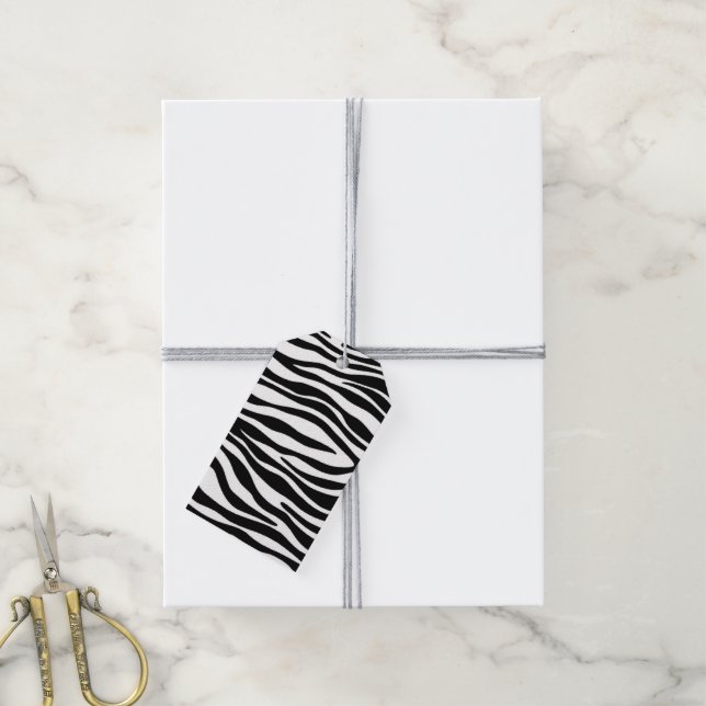 Etiquetas Para Regalos Impresión de cebra (Con cuerda)