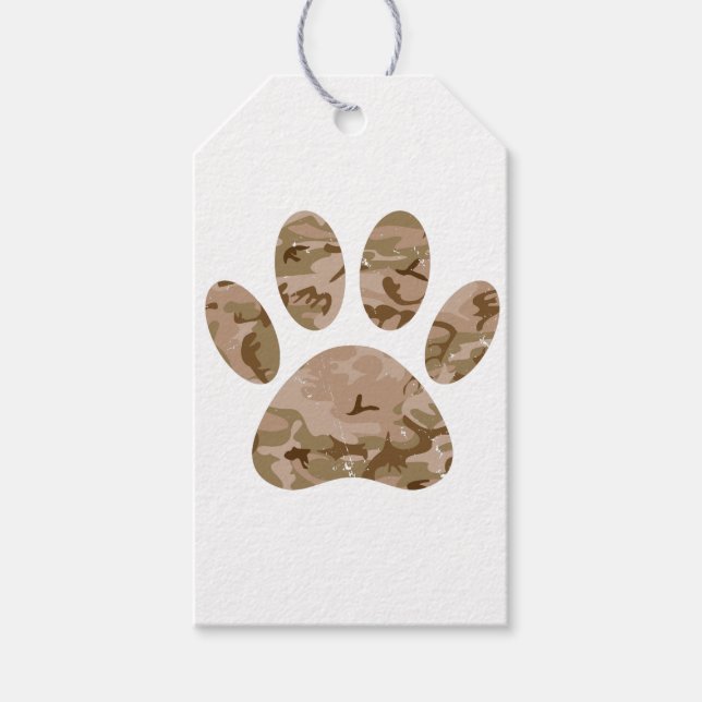 Etiquetas Para Regalos Impresión de las garras de perro del desierto Camo (Anverso)