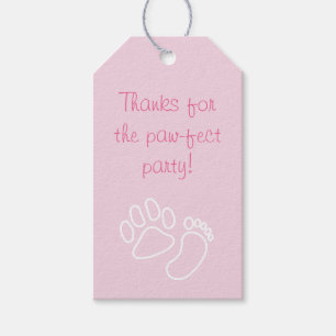 Etiquetas Para Regalos Impresión de pata rosada y Baby Shower de perro de