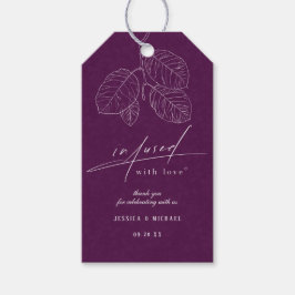 Etiquetas Para Regalos Infectada con amor Calligraphy Plum Line Art Leaf