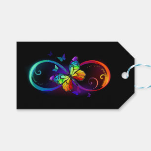 Etiquetas Para Regalos Infinidad vibrante con mariposa arco iris sobre ne