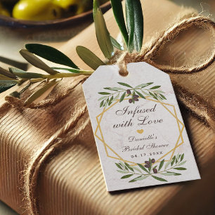 Etiquetas Para Regalos Infusada con amor aceite de oliva marrón favor de