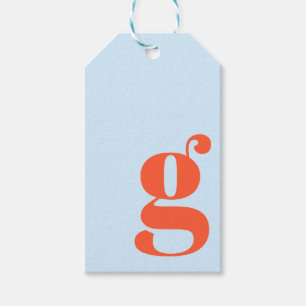 Etiquetas Para Regalos Inicial minimalista monogramada retro azul naranja