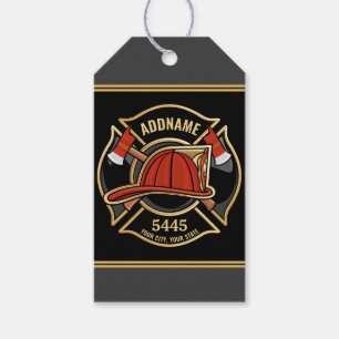 Etiquetas Para Regalos Insignia del Departamento de la Estación de Bomber