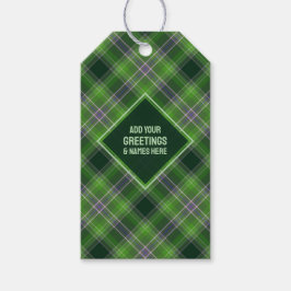 Etiquetas Para Regalos Inspirado en la naturaleza Tartán de cuadros verde