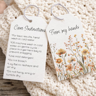 Etiquetas Para Regalos Instrucciones de cuidado personalizadas para flore