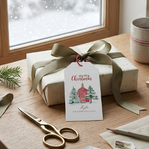 Etiquetas Para Regalos Invernadero Rojo Woodland Vintage Feliz Navidad