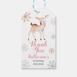 Etiquetas Para Regalos Invierno de ciervos ONEderland Primer Rosa de oro 