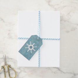 Etiquetas Para Regalos Invierno del Suroeste Copo de Nieve Azul y Blanco